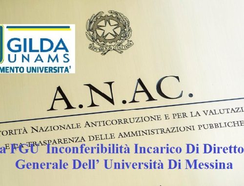 01 Ottobre 2021 – Nota FGU Inconferibilità incarico di Direttore Generale dell’ Università di Messina violazione art. 4 D. Lgs. 39/2013